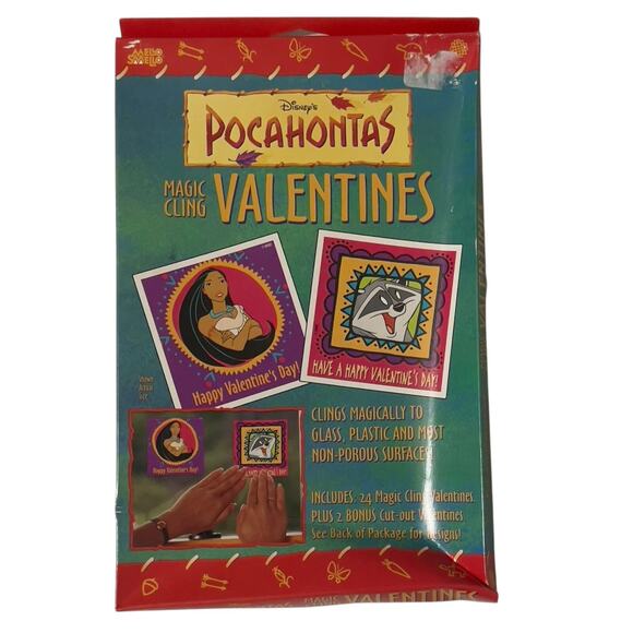 Vintage Disney Pocahontas Magic Cling Valentines 24 Plus 2 Cut Out New Old Stock - Picture 1 of 6